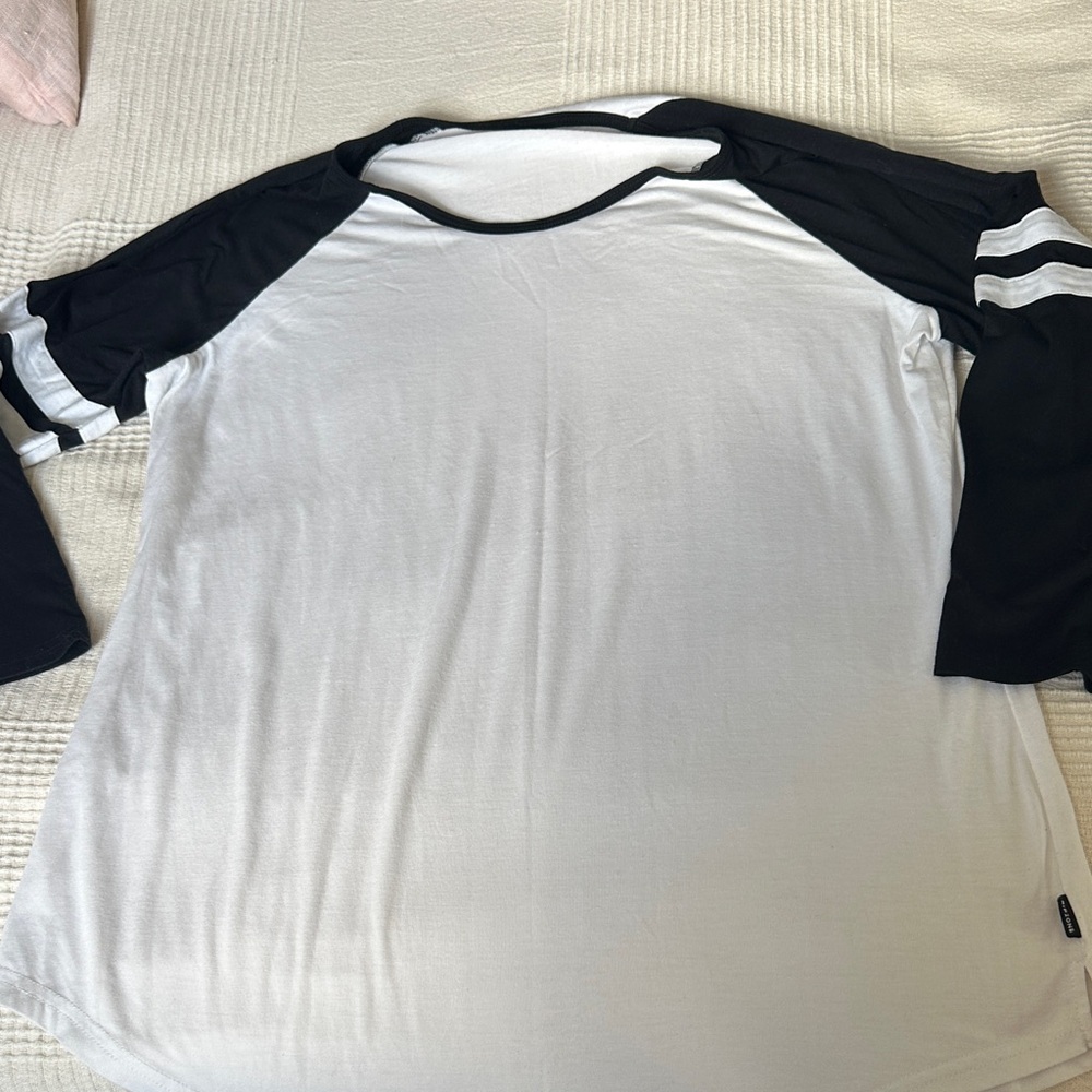 Black and White Raglan Long Sleeve Shirt
